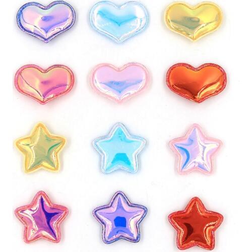 36pcs/lot 3.7cm Multi color Pu Heart Padded Appliques for DIY Accessories Craft Handmade Decoration