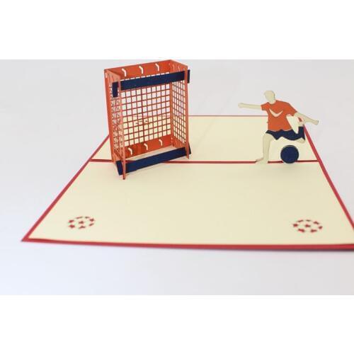 3D Handmade Playing Football Boy Paper Invitation Greeting Cards with Envelope Business School Soccer Fans Boys Creative Gift