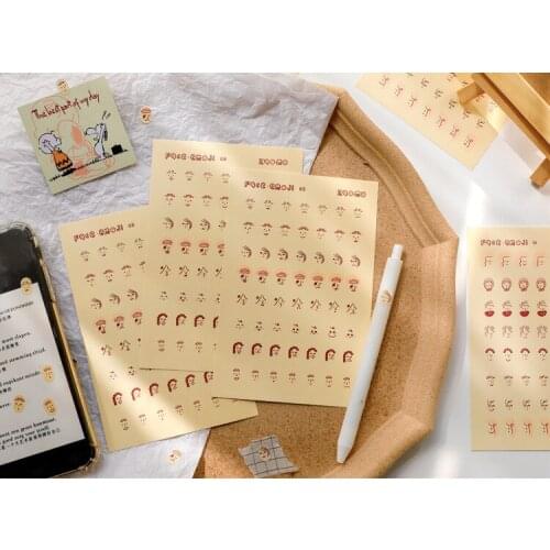 4pcs Lovely face expression paper sticker Organizer Calendar Diary Book Planner Scrapbook Decoration Diary Sticker papeleria