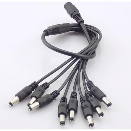 5.5mm*2.1mm 1 Female to 8 Male DC Power jack Adapter 8 way Splitter Plug Connector Cable Supply for CCTV Camera led strip Light