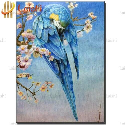 Diamond painting Parrot on branch full square round drills diamond embroidey cross stitch diamond picture mosaic full stones