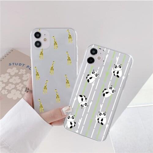 Panda Animal Phone Cover For Xiaomi Redmi Note 10 9 8 7 8T 9T 6 5 Pro 10S 9C NFC 9A 9C 9S K20 K40 Cute Bear Transparent Bumper