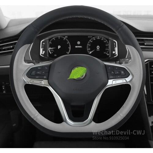 For VW CC Magotan TERTMONA X Tiguan X TAYRON TACQUA polo Golf steering wheel cover Hand stitch Premium leather car accessories