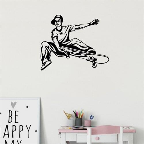 Skateboard Wall Stickers home decor Sport Wall Decal For Boy Bedroom Spordt club Mural Wall Tattoo Wallpaper dw11057