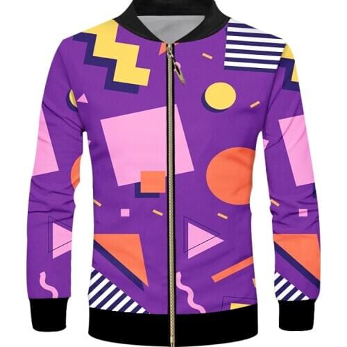 IFPD EU/US Size 3D Men Zipper Jackets Color Geometry America Plus Size Men/women Tracksuits Clothing Unisex Casual Sports Coat