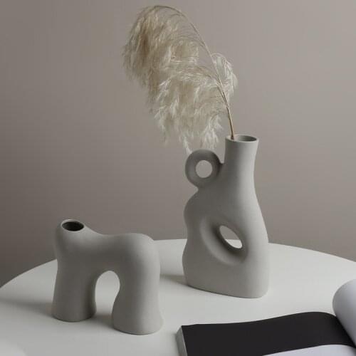Ceramic Craft Creative Abstract Vase Nordic Minimal Vase Living Room Bedroom Desktop Decoration Cafe Office Ornaments Home Decor