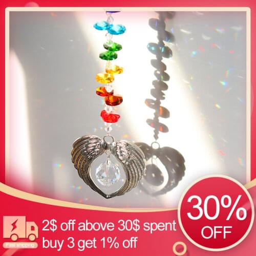 Angel Wings catcher Crystal Prisms Hanging Rainbow Make Bead Sensor Pendant Window Garden Wedding Decoration Ornaments