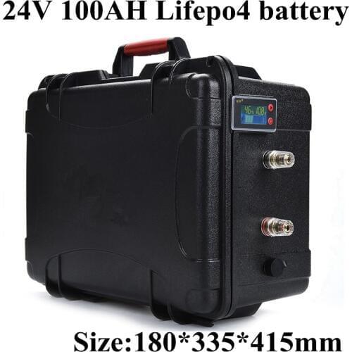 24V 100Ah Lifepo4 Lithium Battery Pack with BMS 250A for Trolling Motor Solar System RV Camper + 29.2v 20A Charger