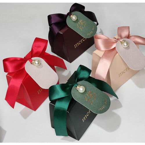 Small Boxes Gifts Merci Gift Box Party Baby Shower Birthday Paper Chocolate Pink Boxes for Packaging Wedding Favors for Guests