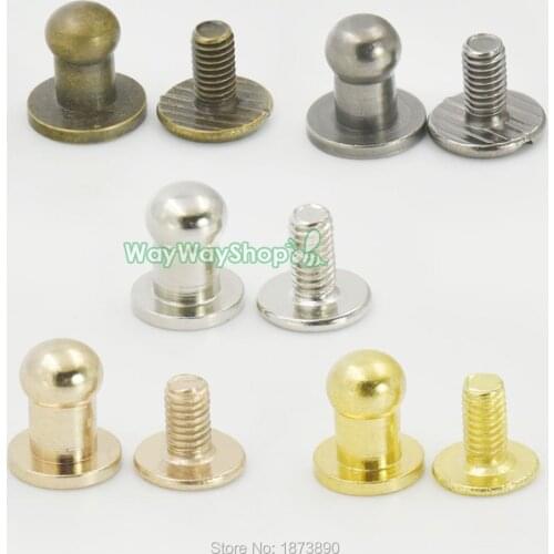 50 PCS Metal Head Button Stud Screwback spot 5mm(1/5") for Screw Chicago Nail 5 Colors Choice