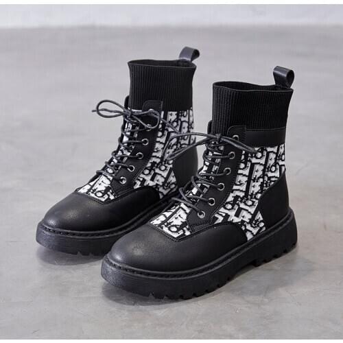 Fashion Platform Boots Chunky Punk PU Leather Womens Gothic Shoes elastic fabric Lace Up Bandage High Quality Q10-43