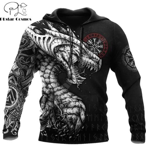 Viking Dragon Tattoo pattern 3D Printed Autumn Men Hoodies Unisex Casual Pullover Zip Hoodie Streetwear sudadera hombre DW0525
