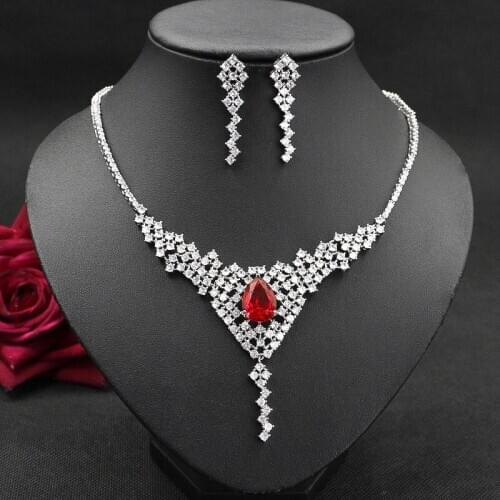HIBRIDE Fashion Engagement Party 2pc Jewelry Sets With White full Zircon Geometric Design Bridal Jewelry Acessories Set N-822