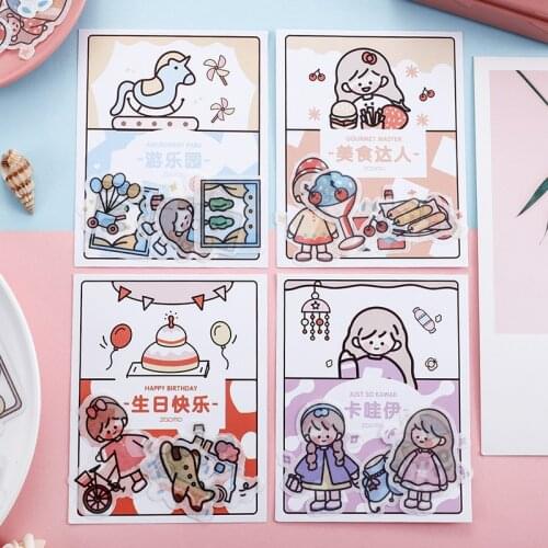 Mohamm 40Pcs Kawaii Girl Decorative Sticker Books Scrapbooking DIY Note Paper Sticker Flakes Stationary Accessories Art Supplies