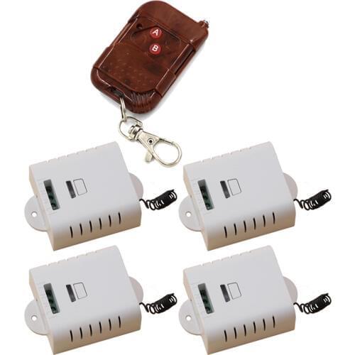 Newest AC85V-250V 1CH Wireless Remote Control Switch System 4pcs Receiver + 1pcs 2-Button Transmitter 315mhz/433mhz