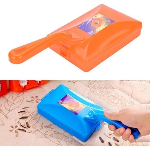New Handheld Carpet Table Crumb Sweeper Plastic Dual Brush Cleaner Collector Roller Home Cleaning Tools Random Colors 1pc