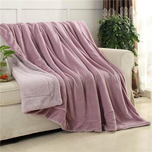 Papa&Mima Solid Pink Nordic Winter Thick Warm Cozy Blanket Throws Sheet Cover Thread Double-sided Microfiber Bedspread