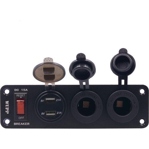 OHANEE 4-in-1 new digital voltmeter Power outlet Dual USB charger Power failure protection switch Cigarette lighter socket