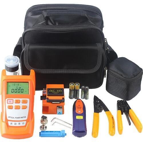 9 In 1 Fiber Optic FTTH Tool Kit with Fiber Cleaver , Optical Power Meter Visual Fault Locator 1mw Wire stripper