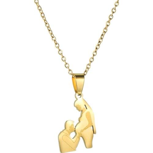 Gold Color Family Baby Pregnant Mothers Day Gift Father Husband Love Stainless Steel Women Custom Pendant Necklace Jewelry
