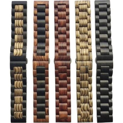 Solid wood material watchband strap 22mm 20mm for Samsung galaxy Active Gear sport S3 s4 Frontier Band amazfit bip Pebble 42 46