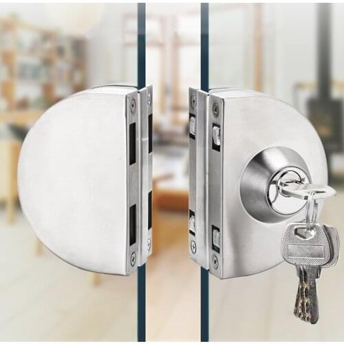 Glass Door Lock Stainless Steel Double Bolts Swing Push Sliding Access Control Office Glass Door Lock Office Door Lock