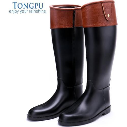 TONGPU Womens Riding Boots Knee-High Wellingtons Waterproof Rain Boots 14-120