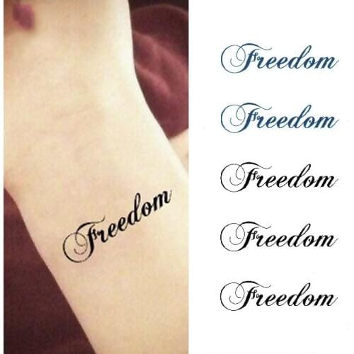 Waterproof Temporary Tattoo Sticker "freedom" in the heart English letter tatto stickers flash tatoo fake tattoos for girl women