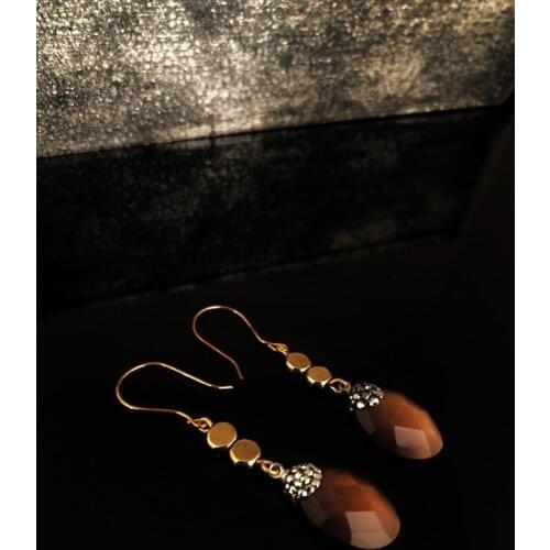 Dr Stone Natural Stone Women 'S Cat 'S Eye Stone Gold Plated Earrings RYL56 439800042