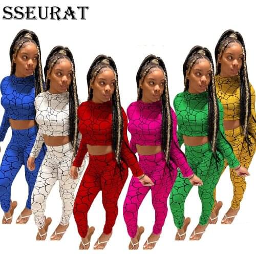 SSEURAT Sport Print Womens Set T-shirt Tops Legging Pants Set Tracksuit Matching Two Piece Outfit Active Sweatsuit 2021