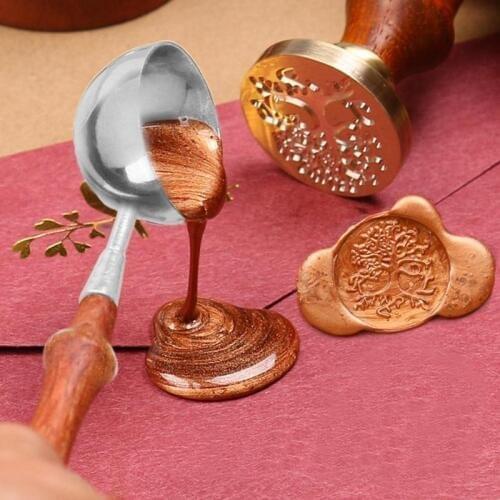 1Pc Vintage Wax Spoon Wood Handle Retro Wax Stamping Spoons Handle Sealing Wax Spoon Anti Hot Wax Spoon