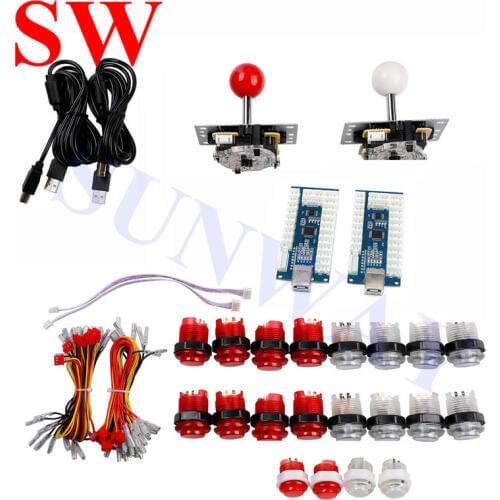 2 Player Arcade DIY Kit with PS3/PC/ XBOX360 pcb LED game control board for Arcade Joystick and illuminted arcade buttons kits