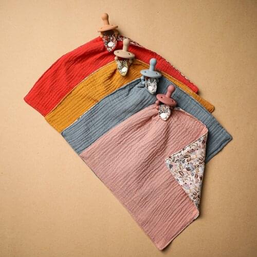 2pcs Cotton BabySolid Color Triangle Scarf Absorbent Cloth Bibs Silicone Pacifier Feeding Bib Boys Girls Shower Gift