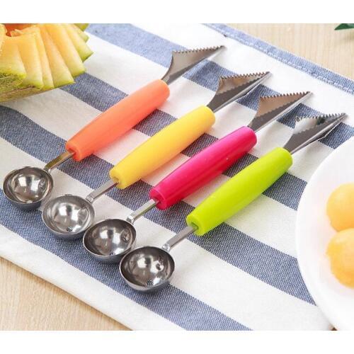 300pcs 2in1 Dual-head Fruit Ball Carving Knife Kiwi Fruit Waterlemon Scoop Melon Digger Fruit Jar Mashed Potato Baller Ice Crea