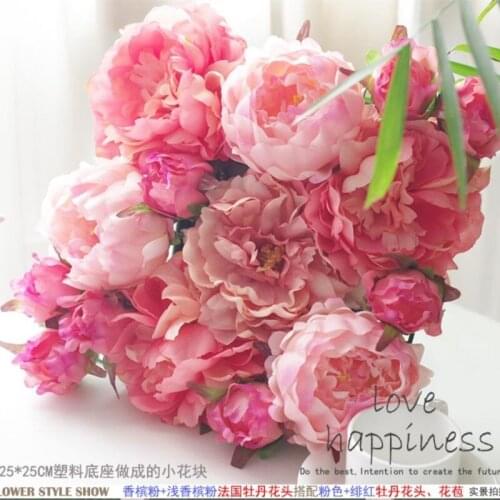 20PCS 25cm*25cm Artificial silk pink with rose red peony flower wall wedding decoration home decor party flowers wall