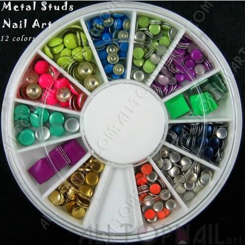 3D Nail Art Metal Studs Rhinestone Tips DIY Decoration 12 Colors 3-6mm -Free Shipping