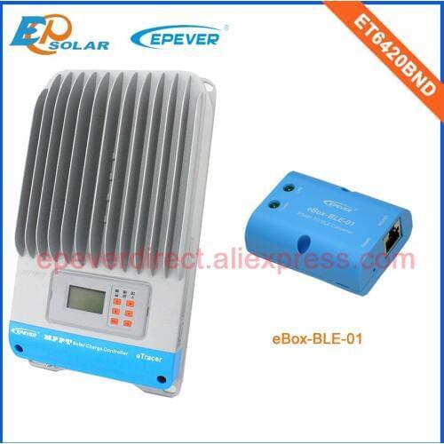 60A 36v 48v ET6420BND solar portable mppt EPSolar regulators with bluetooth function eBOX-BLE-01 Max PV input 190V
