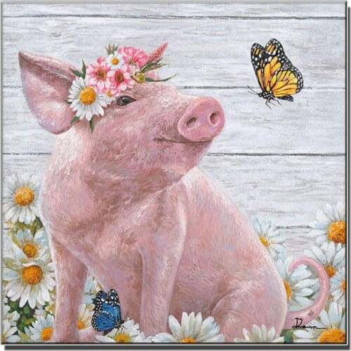 Diamond Painting Creative art, cute pig in flowers Cross Stitch mosaic Diamond Embroidery Picture Of Rhinestones Home Decor