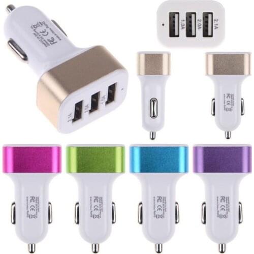 Car Accessories Universal 12-24V Fast Charge 3 Ports USB Car-charger Adapter Socket Car Charger Cigarette Lighter For Phone MP3
