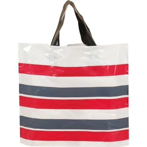 Large Plastic Hand Bag Gift Packaging with Striped Can Be Customized Logo Shopping Bags for Boutique 10pcs/lot