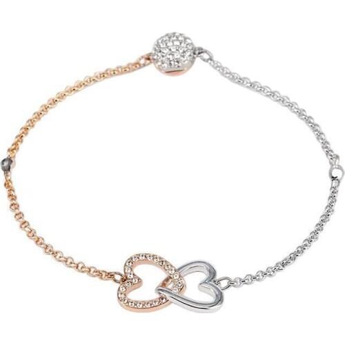 SWA 1:1 Romantic Heart Buckle Hidden Magnetic Bracelet Women Rose Gold White Color