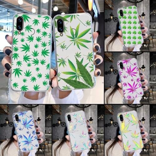Green leaves Phone Case For Huawei Honor 6 7 8 9 10 10i 20 A C X Lite Pro Play transparent tpu cover soft funda luxury