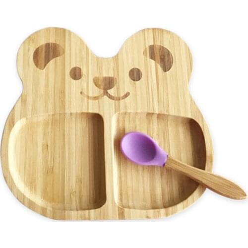 Cartoon Bear Baby Dining Plate Toddler Tableware Set Children Feeding Bowl Spoon Kids Anti-fall Dishes pour bébés тарелки для е