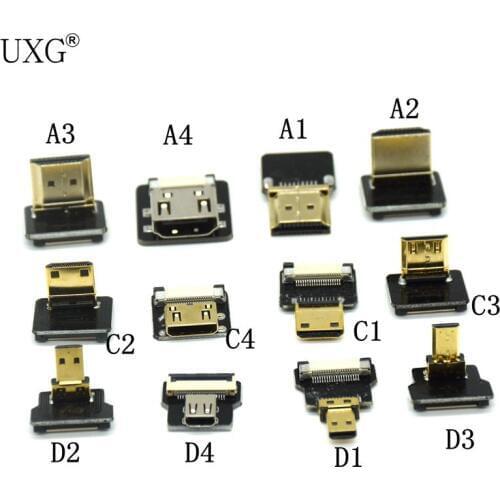 FPV Micro HDMI-Mini HDMI-90 Degree Connector FPC Flexible Flat HDMI-Ribbon Cable FFC Pitch 20pin For Drone Gopro DSLR Gimbal Kit