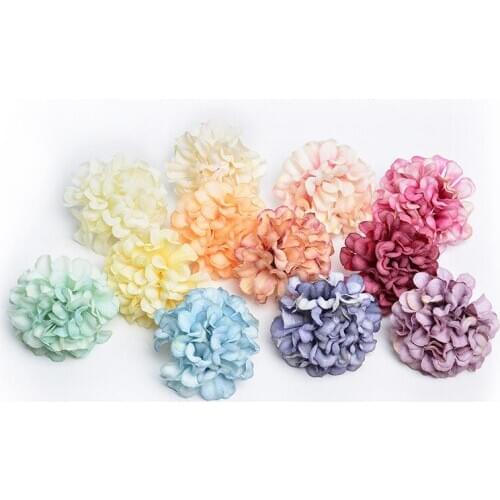 10Pcs Artificial Flowers Silk Flowers Hydrangea Wedding Home New Year Decoration DIY Wreath Scrapbook Gift Box Craft Flower 5cm