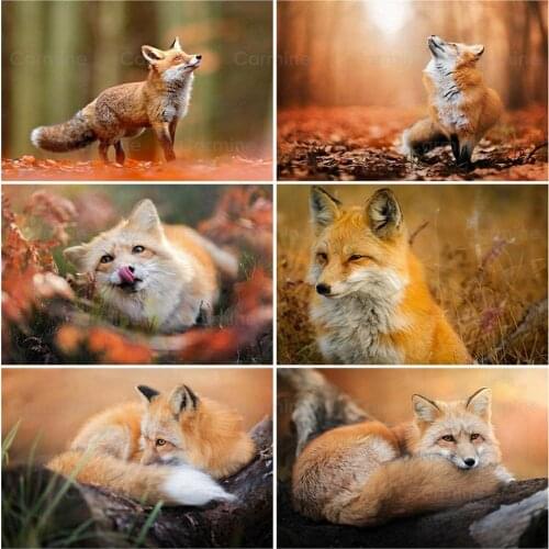 Fox Picture Of Rhinestones Diamond Embroidery Animal Full Round Square Diamond Paintings Mosaic Cross Stitch Handmade Hobby Gift