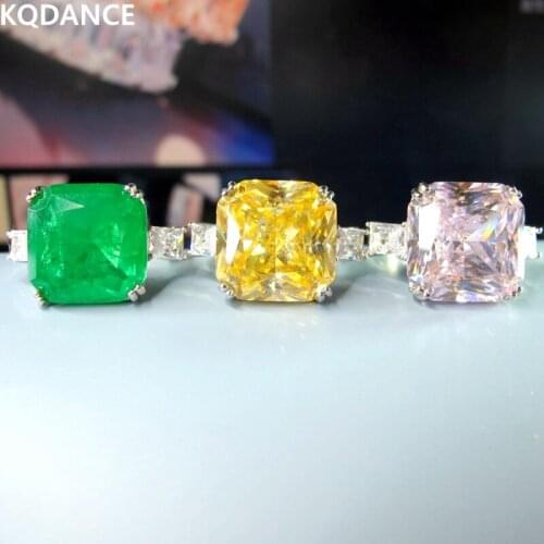 925 Sterling Silver Rings With Simulated Yellow Green Pink Moissanite Diamond Topaz Citrine Emerald Ring For women Wedding Gift