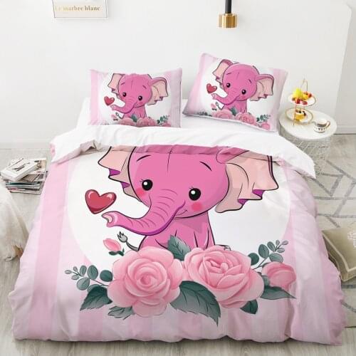 Comforter bedding sets Duvet cover queen bed linen 2 sp For Kids Baby Cartoon Bedding For home elephant Lovely Bed Set 140x200