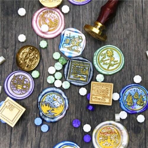 Round Sunflower Sealing Wax Stamp Wedding Greeting Card Sealing Chapter Beautiful Crown Wax Stamp Fashion Invitation Decoration