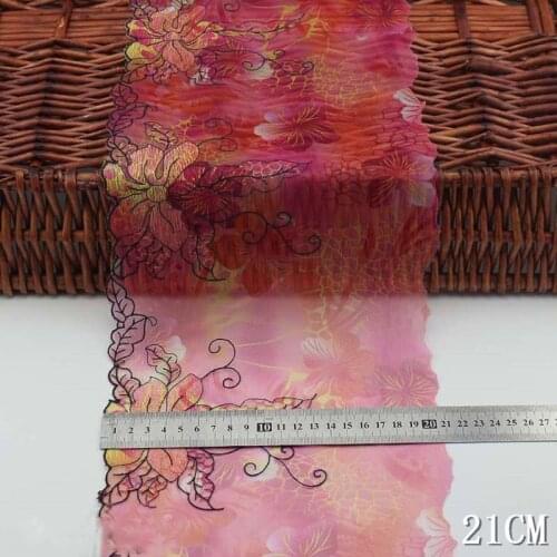 2Yards Floral Lace Trim Ribbon Single Side Embroidery Fabrics Sewing Accessories Wedding Dress Home Textile Supplies